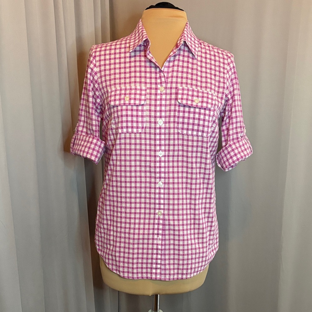 Croft & Barrow Pink Gingham Checkered Women’s Shirt